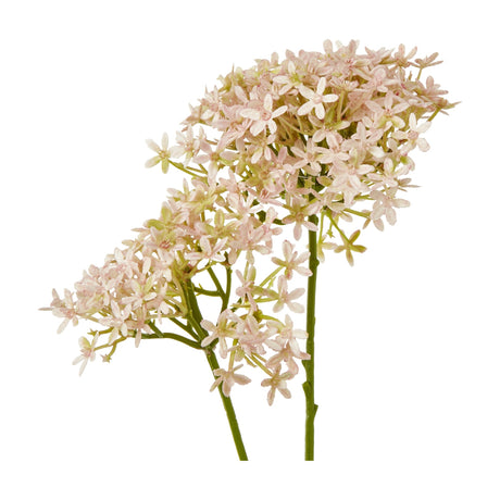 Hill Interiors Pink Crown Hydrangea Stem with clustered pale pink petal blooms on a green bendable plastic stem, shown against a plain white background.