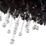 Ibis 3 Light Crystal Flush Ceiling Light - Polished Chrome With Black Feather Shade