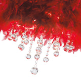 Ibis 3 Light Crystal Flush Ceiling Light - Polished Chrome With Red Feather Shade
