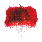 Ibis 3 Light Crystal Flush Ceiling Light - Polished Chrome With Red Feather Shade