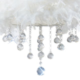 Ibis 3 Light Crystal Flush Ceiling Light - Polished Chrome With White Feather Shade