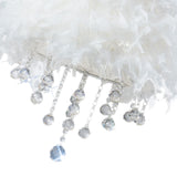 Ibis 3 Light Crystal Flush Ceiling Light - Polished Chrome With White Feather Shade