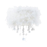 Ibis 3 Light Crystal Flush Ceiling Light - Polished Chrome With White Feather Shade
