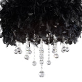 Ibis 35cm 3 Light Crystal Chandelier - Chrome With Black Feather Shade