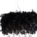 Ibis 35cm 3 Light Crystal Chandelier - Chrome With Black Feather Shade