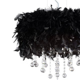 Ibis 35cm 3 Light Crystal Chandelier - Chrome With Black Feather Shade