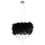 Ibis 35cm 3 Light Crystal Chandelier - Chrome With Black Feather Shade