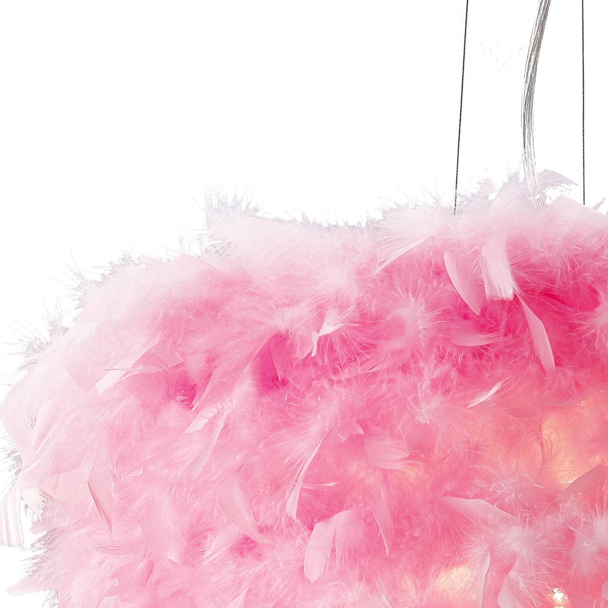 Ibis 35cm 3 Light Crystal Chandelier - Chrome With Pink Feather Shade