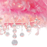 Ibis 35cm 3 Light Crystal Chandelier - Chrome With Pink Feather Shade