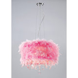 Ibis 35cm 3 Light Crystal Chandelier - Chrome With Pink Feather Shade