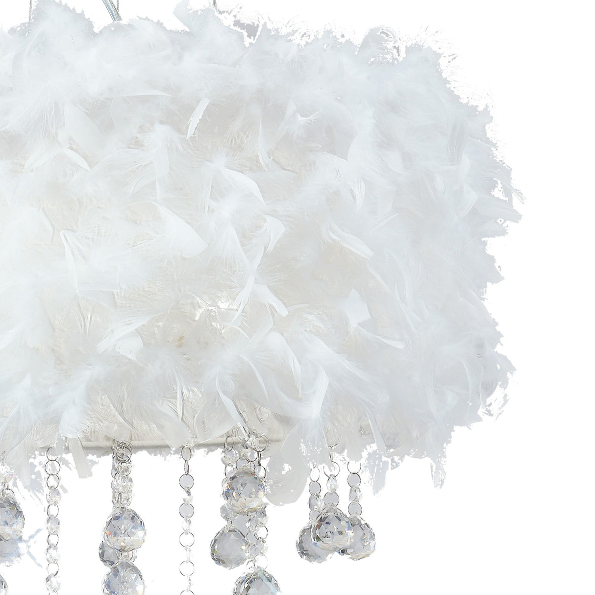 Ibis 35cm 3 Light Crystal Chandelier - Chrome With White Feather Shade