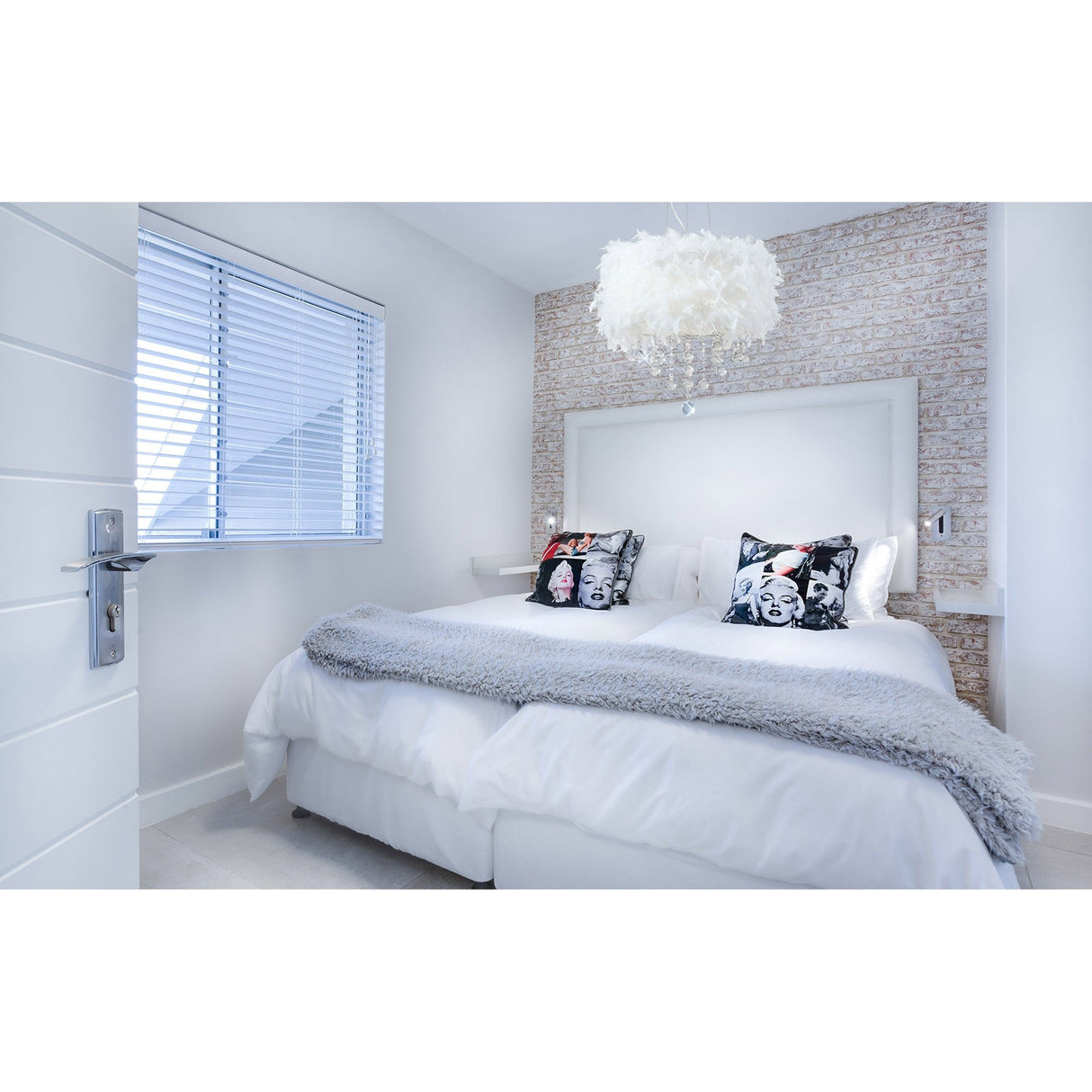 Ibis 35cm 3 Light Crystal Chandelier - Chrome With White Feather Shade