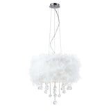 Ibis 35cm 3 Light Crystal Chandelier - Chrome With White Feather Shade