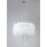 Ibis 35cm 3 Light Crystal Chandelier - Chrome With White Feather Shade