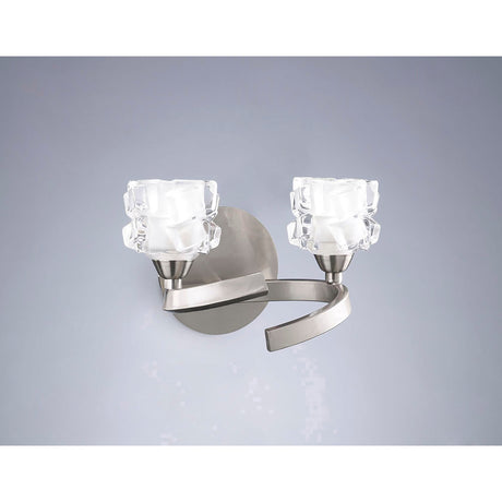 Ice 2 Light Wall Light With Switch - Satin Nickel