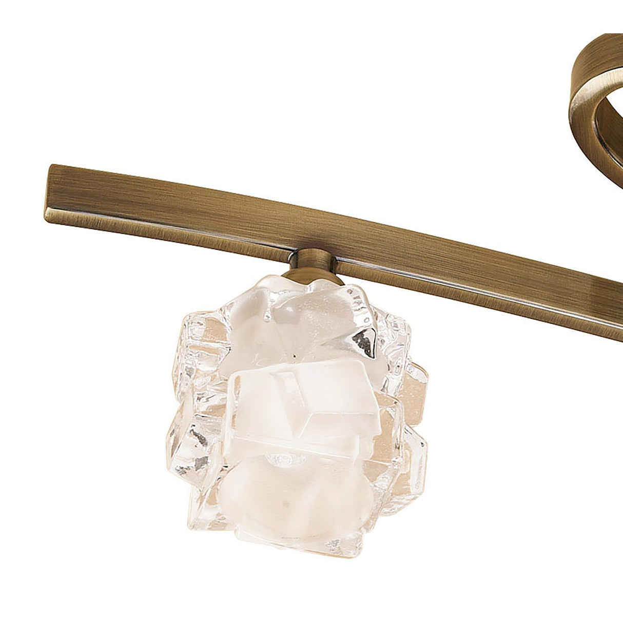 Ice Square 4 Light Semi-Flush Ceiling Light - Antique Brass