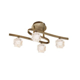 Ice Square 4 Light Semi-Flush Ceiling Light - Antique Brass