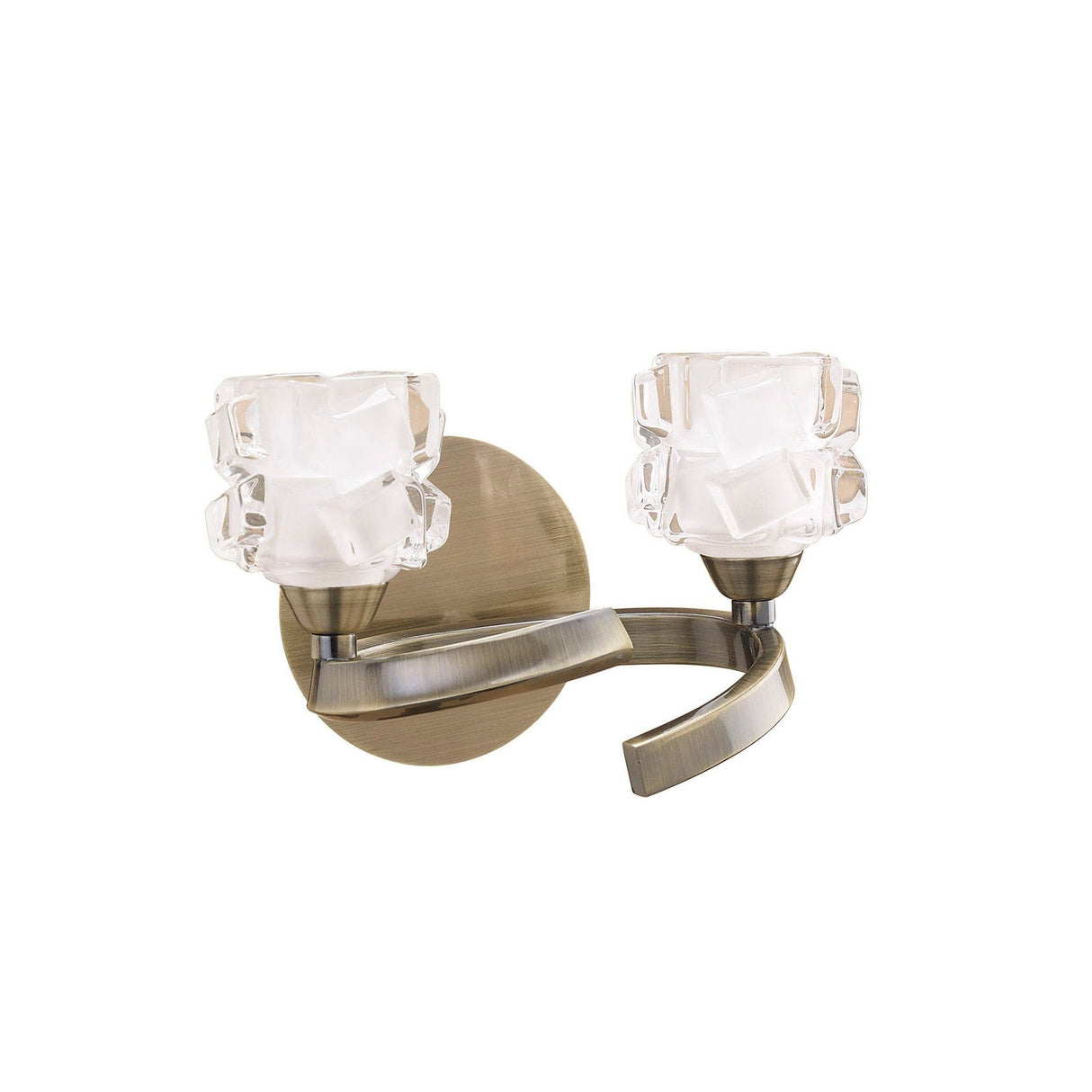 Ice 2 Light Wall Light - Antique Brass