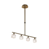 Ice Linear 4 Light Linear Suspension Light - Antique Brass