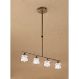 Ice Linear 4 Light Linear Suspension Light - Antique Brass