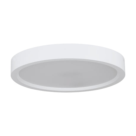 Idun-E LED flush ceiling light, 28.5cm round white plastic body with frosted diffuser and narrow rim, shown on a plain white background.