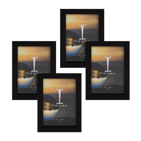 Set of 4 Matt Freestanding Photo Frames 6 x 4in - Black