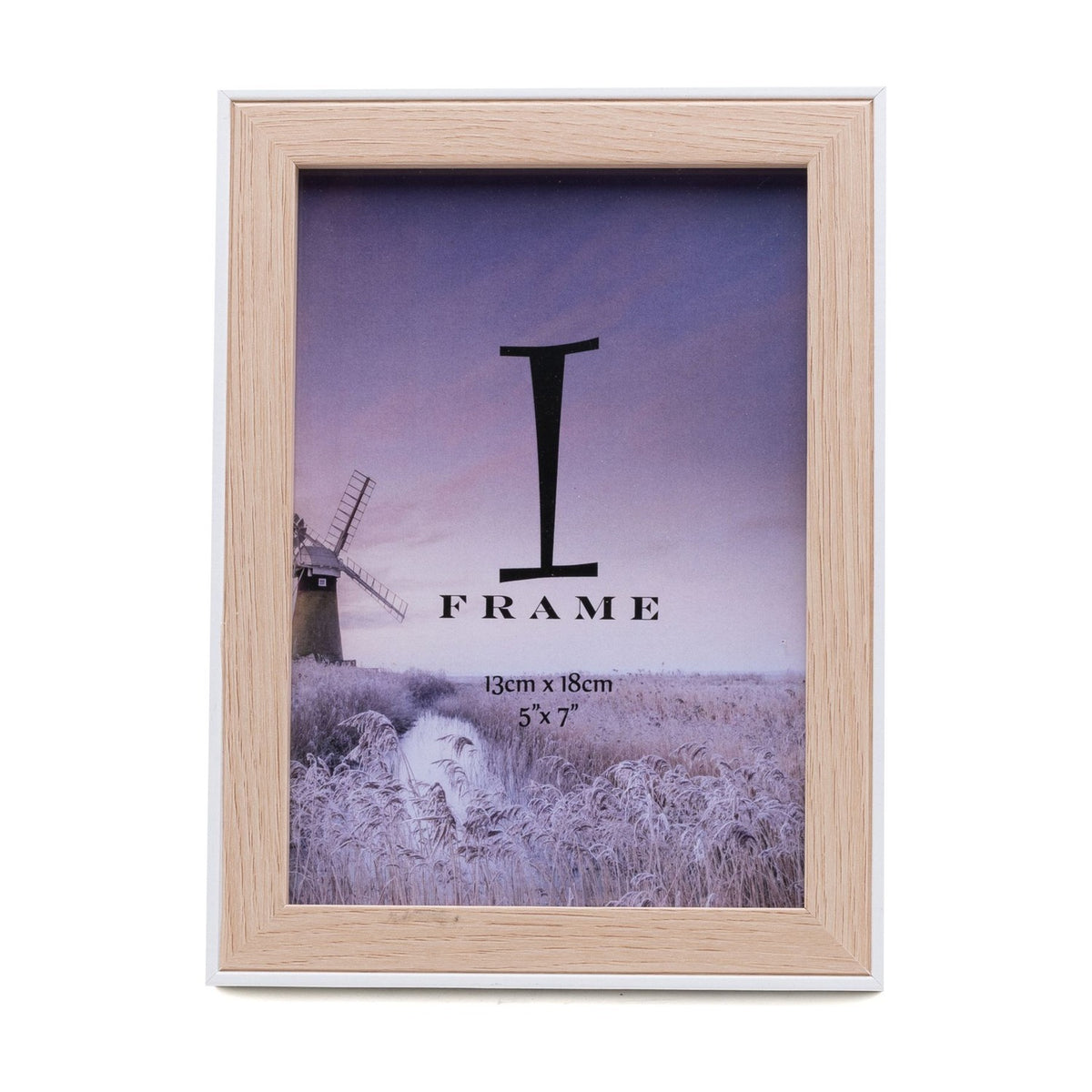 Wood Effect Bordered Photo Frame 7 x 5in - Natural & White