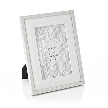 Two Tone Bevelled Photo Frame with Easel Back - Grey & White