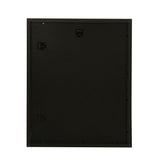 Rear view of the Rectangular Wooden Poster Photo Frame in black, showing the panel back, metal hanging brackets, and corner fixings on a plain white background.