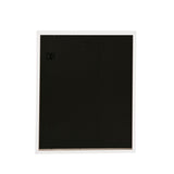 Back view of the Wooden Poster Photo Frame in white, showing a black backing board, metal hanging brackets, and sawtooth hooks on a plain background.