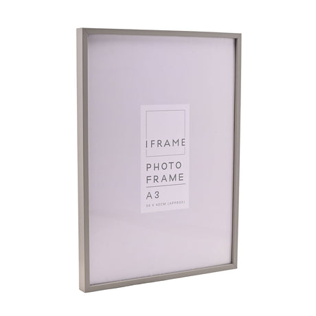 Rectangular Wooden Photo Frame A3 with Wall Hangers - Grey
