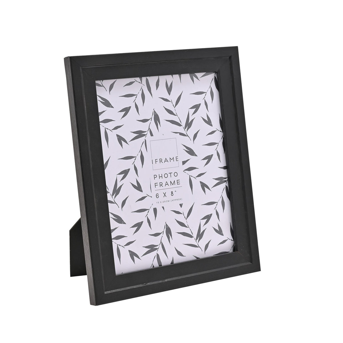 Curved Inner Edge Wooden Photo Frame with Easel Back - Black