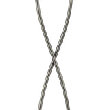 Two thin, silver rods twist in an X shape on a white background, evoking the sleek style of a modern lamp like the Iku 4 Light Floor Lamp - Satin Nickel.
