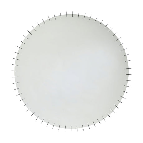 Ray Black round wall mirror with a slim frame edged by fine radiating metal spokes, shown on a plain white background.