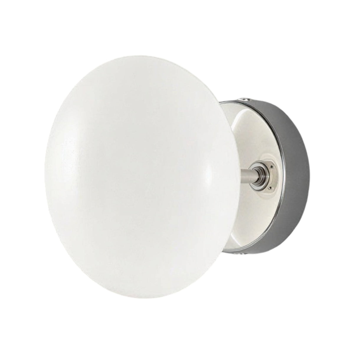 Dolce Glass Wall Light - 15cm, a rounded frosted white glass wall light with chrome mounting plate and visible fixing screws, shown on a plain white background.