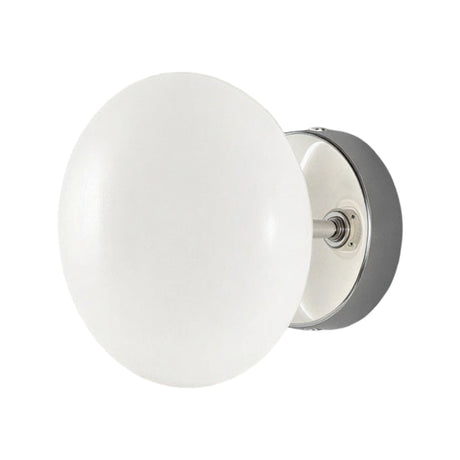 Dolce Glass Wall Light - 15cm, a rounded frosted white glass wall light with chrome mounting plate and visible fixing screws, shown on a plain white background.