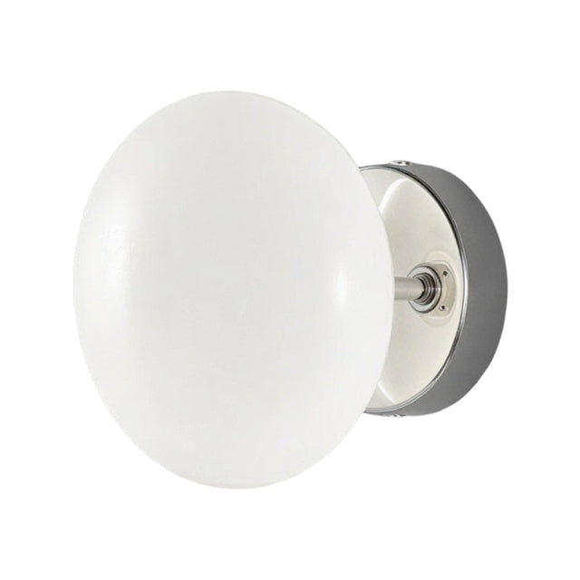 Dolce Glass Wall Light - 15cm, a rounded frosted white glass wall light with chrome mounting plate and visible fixing screws, shown on a plain white background.