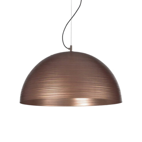 Chiara Dome Pendant Light 72cm featuring a large single dome shade in ridged bronze-toned metal, suspended from a black cable on a plain white background.