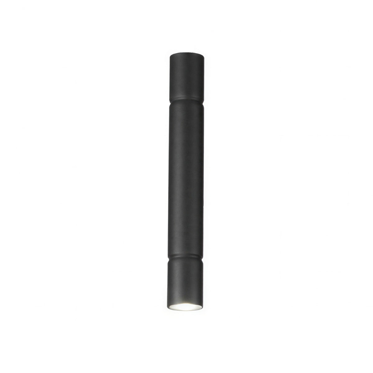Turbo Cylinder Ceiling Light 60cm in matte black metal, a slim tubular flush fitting with a single GU10 downlight, shown against a plain white background.
