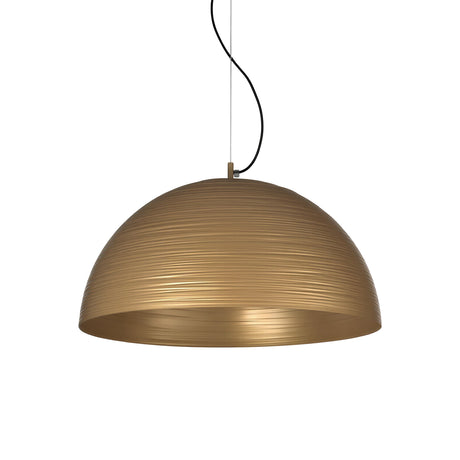 Chiara Dome Pendant Light 50cm in gold metal with a textured ribbed finish, single-light dome shade on a black cord and canopy, shown against a plain white background.