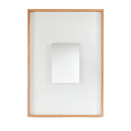 Passepartout Solid Oak Rectangular Wall Mirror, 105cm, with a slim oak frame surrounding a smaller centred mirror panel, shown against a plain light background.