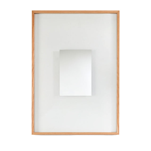 Passepartout Solid Oak Rectangular Wall Mirror, 105cm, with a slim oak frame surrounding a smaller centred mirror panel, shown against a plain light background.