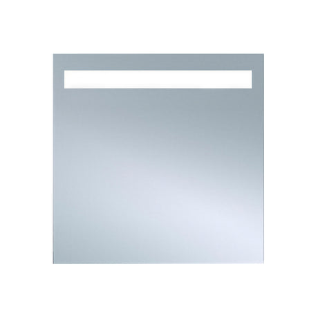 Square 70cm wall mirror with a backlit LED band inset across the upper edge, plain mirrored glass below, set against a plain white background.