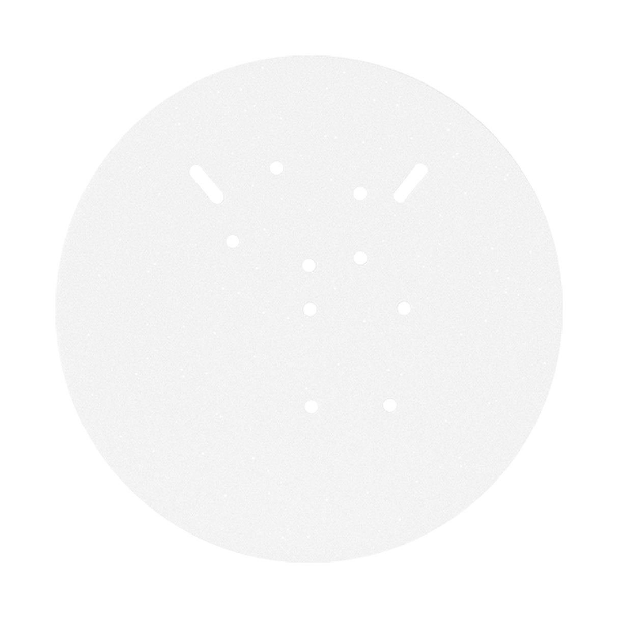 Espire Alarm Masking Plate in white EVA foam, a 160mm circular disc with central mounting holes and slots, shown on a plain white background.
