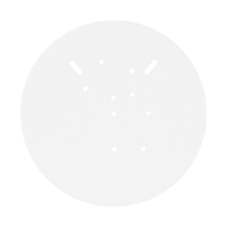 Espire Alarm Masking Plate in white EVA foam, a 160mm circular disc with central mounting holes and slots, shown on a plain white background.