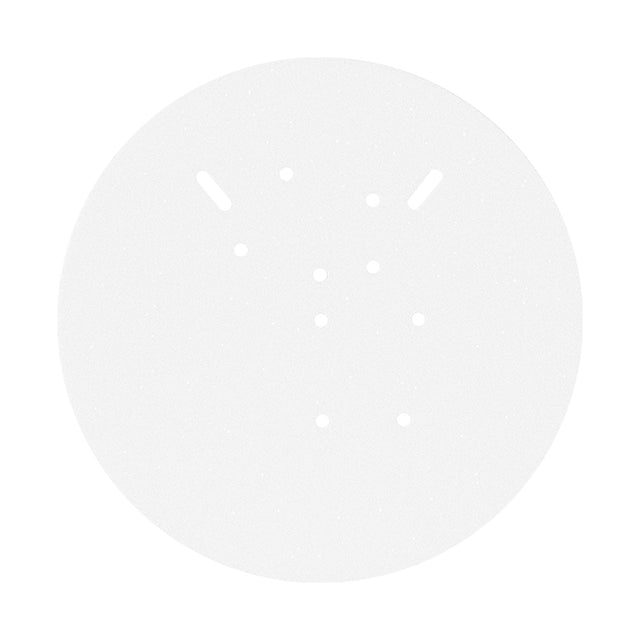 Espire Alarm Masking Plate in white EVA foam, a 160mm circular disc with central mounting holes and slots, shown on a plain white background.