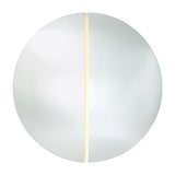 Luna Light LED Two Piece Round Wall Mirror, 200cm, frameless glass disc split into two halves with a vertical LED strip lit along the central seam, on a plain white background.