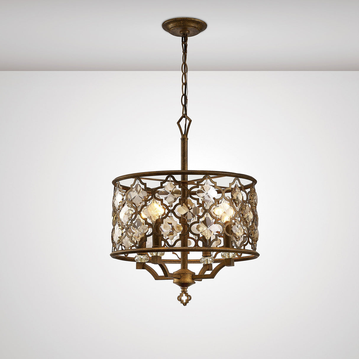 Indie 42cm Round 4 Light Crystal Chandelier - Mocha