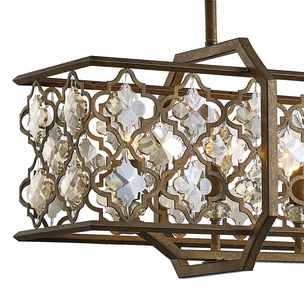 Indie Rectangular 6 Light Crystal Linear Suspension Light - Mocha
