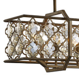 Indie Rectangular 6 Light Crystal Linear Suspension Light - Mocha
